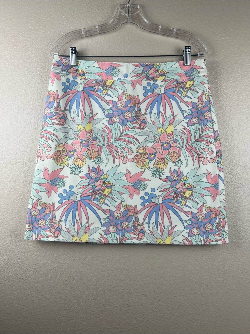 Talbots Tropical Floral Bird Print Skirt Size 8